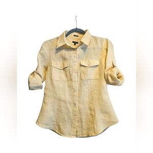 Talbots Soft Yellow Irish Linen Top
